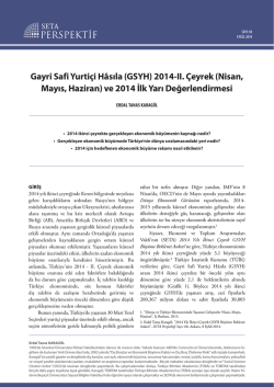 Gayri Safi Yurti&ccedil;i H&acirc;sıla (GSYH) 2014-II. &Ccedil;eyrek (Nisan