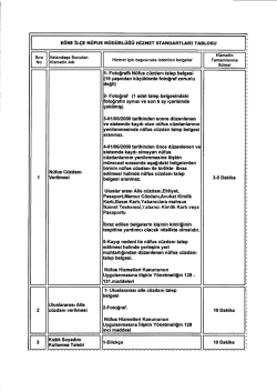 k&ouml;sE İL&Ccedil;E N&Uuml;Fus M&Uuml;D&Uuml;RL&Uuml;Ğ&Uuml; HİZMET sTANDARTLARI TABLOSU