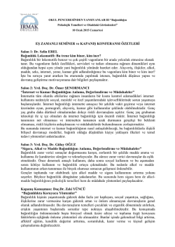 EŞ ZAMANLI SEMİNER ve KAPANIŞ KONFERANSI ÖZETLERİ