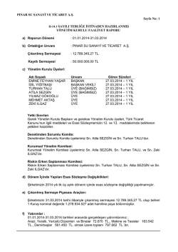 2014-3 Aylık Ara D&ouml;nem Yasal Faaliyet Raporu