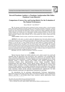 Dereceli Puanlama Anahtarı ve Puanlama Anahtarından Elde