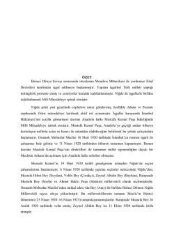 Birinci Mecliste Niğde Milletvekilleri ve Siyasi Faaliyetleri