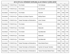 2014 eyl&uuml;l d&ouml;nemi sorumluluk sınavı &ccedil;izelgesi