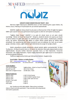 SAĞLIKTA NABIZ DERGİSİ REKLAM TEKLİFİ - 2014