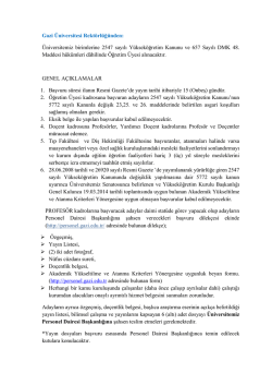 Gazi &Uuml;niversitesi &Ouml;ğretim &Uuml;yesi İlanı 14.11.2014