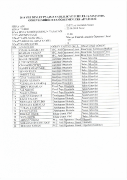 22.06.2014 Pazar DPYB Sınav G&ouml;revlendirilen &Ouml;ğretmen Listesi