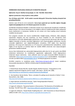 Sinirbilimde Hesaplamalı Modeller ve Benzetim Araçları