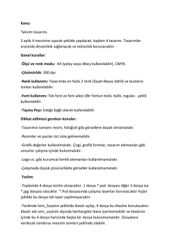 Konu: Takvim tasarımı. 3 aylık 4 mevsime uyacak şekilde yapılacak