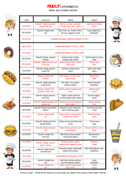 Ekim 2014 YEMEK LİSTESİ - parilti yuva anaokulu