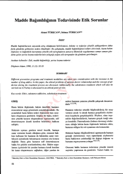 Madde Bağunlılığının Tedavisinde Etik Sorunlar