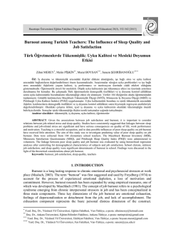 Burnout among Turkish Teachers - Hacettepe &Uuml;niversitesi Eğitim