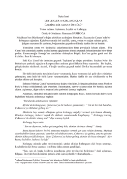 &Ouml;yk&uuml; İsmi LEYLEKLER ve KIRLANGI&Ccedil;LAR &Uuml;ZERİNE BİR ADANA