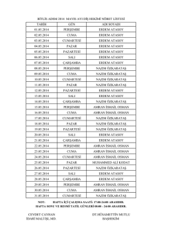 tarih g&uuml;n adı soyadı 01.05.2014 perşembe erdem atasoy 02.05