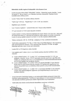 Hidrofobik Akrilik Aspheric Katlanabilir Arka Kanarl Lens