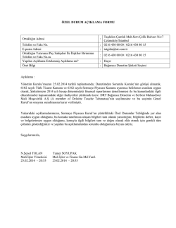 &Ouml;zel Durum A&ccedil;ıklama Formu 25 Şubat 2014