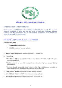 DSİ Genel M&uuml;d&uuml;rl&uuml;ğ&uuml; K&uuml;tahya Yatırımları
