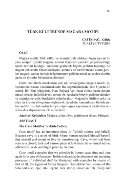 &Ccedil;ETİNDAĞ, G&uuml;lda-T&Uuml;RK K&Uuml;LT&Uuml;R&Uuml;NDE MAĞARA MOTİFİ