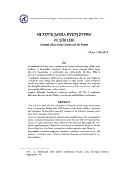 Nikpur CABBARLI &ndash; M&uuml;seyib [Musa Ey&uuml;p] Zeyem ve Şiirleri
