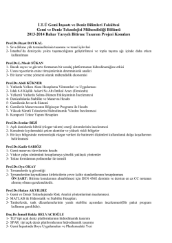2013-2014 Bahar Yarıyılı i&ccedil;in Bitirme Tasarım Projesi Konuları