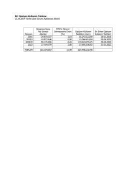 Opsiyon Kullanım Tablosu