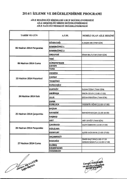 2014/1 İZLEME vE DEĞERLENDİRME PROGRAMI