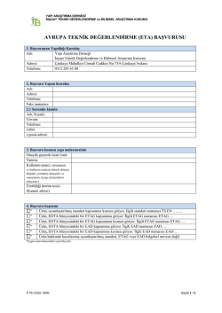ETA Başvurusu - Yapı Araştırma Derneği