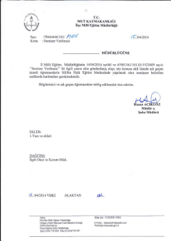 İl&ccedil;e Milli Eğitim M&uuml;d&uuml;rl&uuml;ğ&uuml; Yazısı