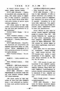 TBMM B: 43 30 . 3 . 1988 0: 1 M. HAU&Icirc;T DAĞDI (Adana)