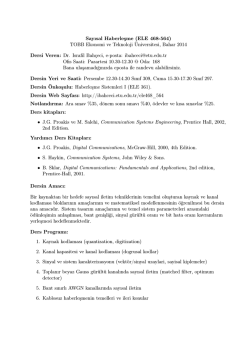 Sayısal Haberleşme (ELE 468-564) TOBB