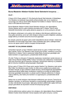 Bursa Masterler Atletizm Kul&uuml;b&uuml; Genel Sekreterini kınıyoruz