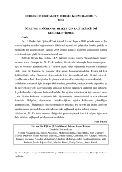 HERKES İ&Ccedil;İN EĞİTİM (EFA) K&Uuml;RESEL İZLEME RAPORU (*) 2013