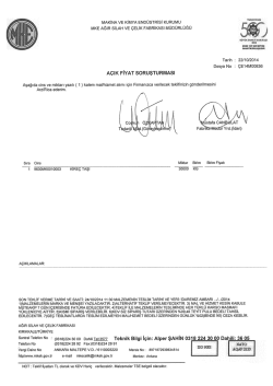 A&Ccedil;ıK FiYAT soRuŞTURMAsı - Makina ve Kimya End&uuml;strisi Kurumu
