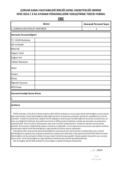&ccedil;orum kamu hastaneleri birliği genel sekreterliği emrine kpss 2014