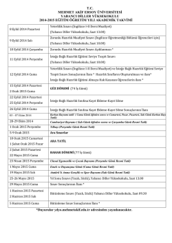 2014-2015 Eğitim-Öğretim Yılı Yabancı Diller Yüksekokulu