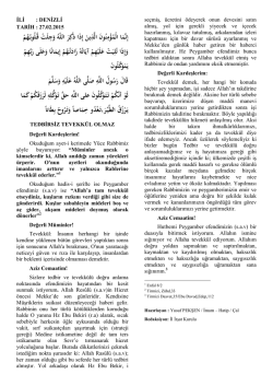 27/02/2015 Tedbirsiz Tevekk&uuml;l Olmaz