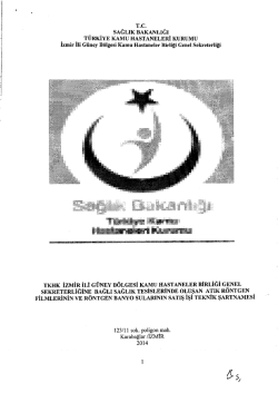 sAĞLIK BAKANLIĞI - İzmir G&uuml;ney Kamu Hastaneleri Birliği Genel