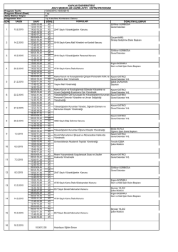 G&Uuml;N TARİH SAAT S&Uuml;RE &Ouml;ĞRETİM ELEMANI KAFKAS