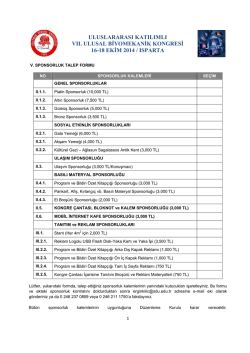 STANT ve SPONSORLUK BASVURU FORMU