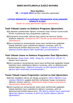 ders kayıtlarıyla ilgili duyuru