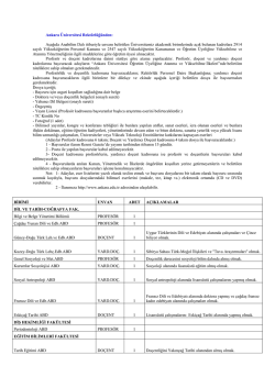 Ankara Üniversitesi Rektörlüğünden: Aşağıda Anabilim Dalı