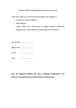 End&uuml;stri M&uuml;hendisliği B&ouml;l&uuml;m&uuml; Burs Komisyonuna, Genel Burs