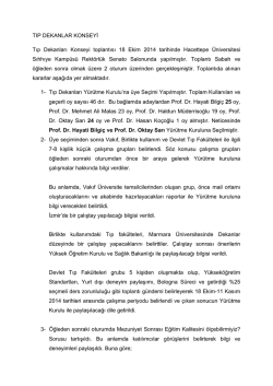 Hacettepe Tıp Dekanlar Konseyi Raporu 18 Ekim 2014