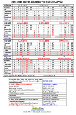 Çalışma Takvimi 2014