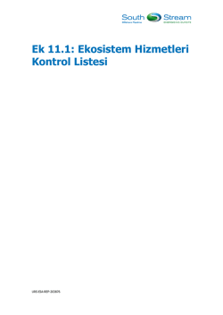 Ek 11.1: Ekosistem Hizmetleri Kontrol Listesi