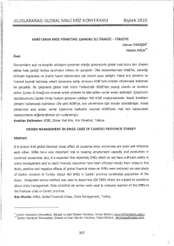 KOBİ`lerde Kriz Y&ouml;enetimi: &Ccedil;ankırı ili &Ouml;rneği
