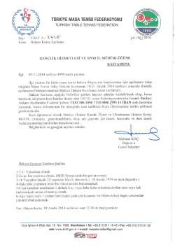 Tc. V TURKısH TABLE TENNıs FEDERATıoN