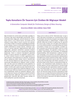 Toplu Konutların &Ouml;n Tasarımı İ&ccedil;in &Uuml;retken Bir