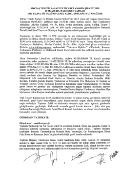 2013 yılı Olağan Genel Kurul Tutanağı