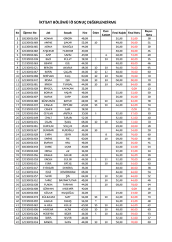 İKTİSAT B&Ouml;L&Uuml;M&Uuml; İ&Ouml; SONU&Ccedil; DEĞERLENDİRME