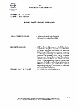 T.C. KAMU DENET&Ccedil;İLİĞİ KURUMU ŞİKAYET NO :02.2013/789
